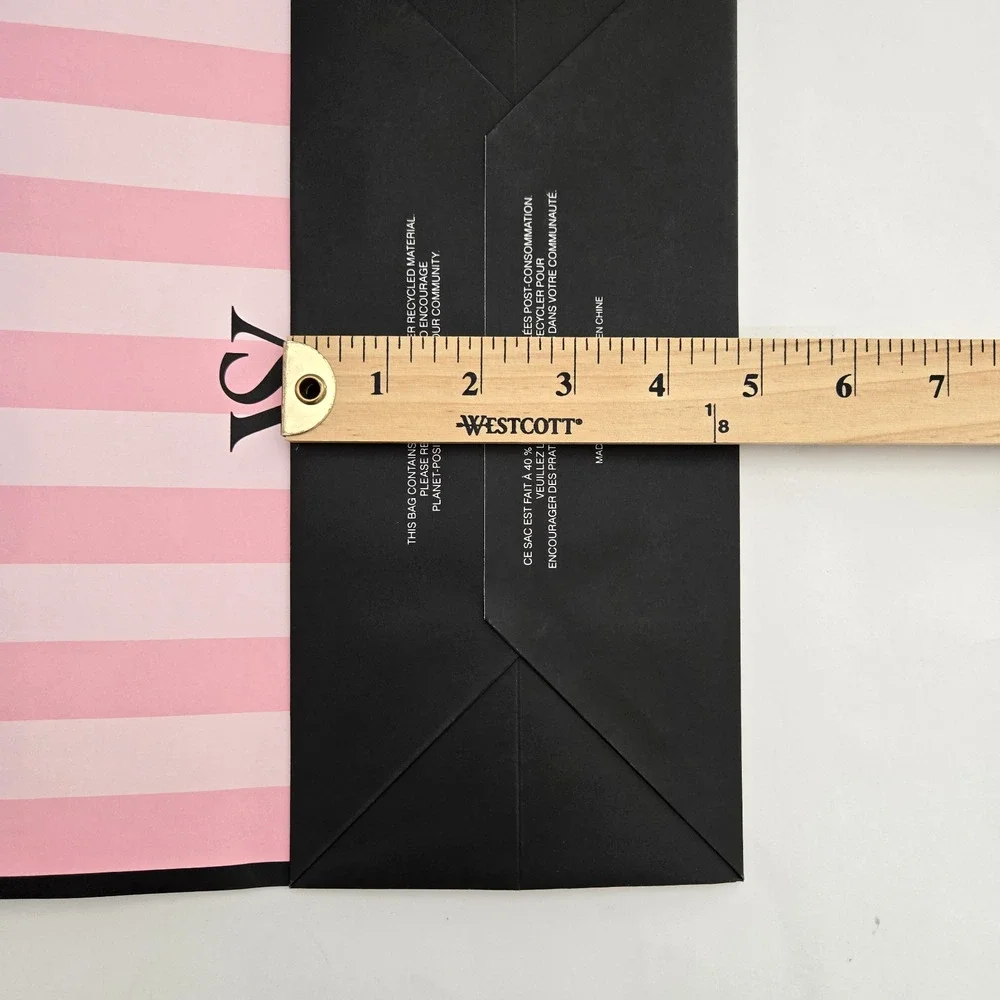 Victorias Secret Paper Shopping Gift Bag With Tissue Pink Black Glossy 11